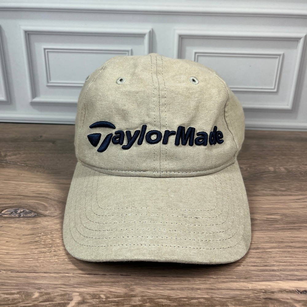 TaylorMade Golf Hat Khaki Tan Embroidered Logo Adjustable Strapback OSFA